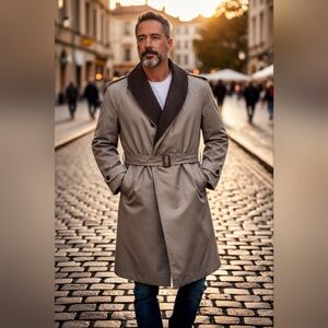 Vintage Ermenegildo Zegna Men’s Wool Coat Shawl Collar Belted Overcoat Sz 48